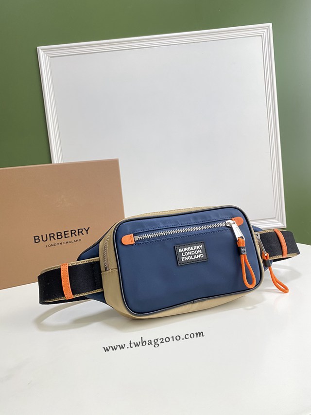 Burberry專櫃新腰包款 巴寶莉拼色尼龍面料男士腰包挎包 yxb1036